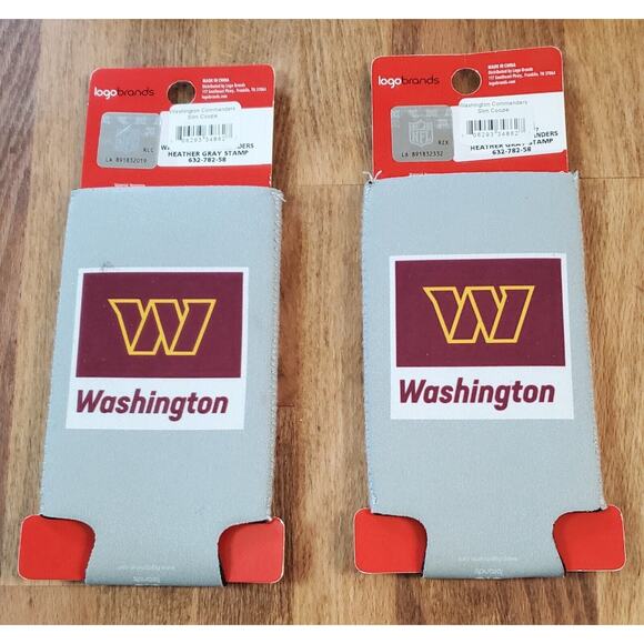 Washington Commanders Set of 2 Slim Can Cooler Sleeves, NFL Coozie Koozie Logo - Picture 2 of 2